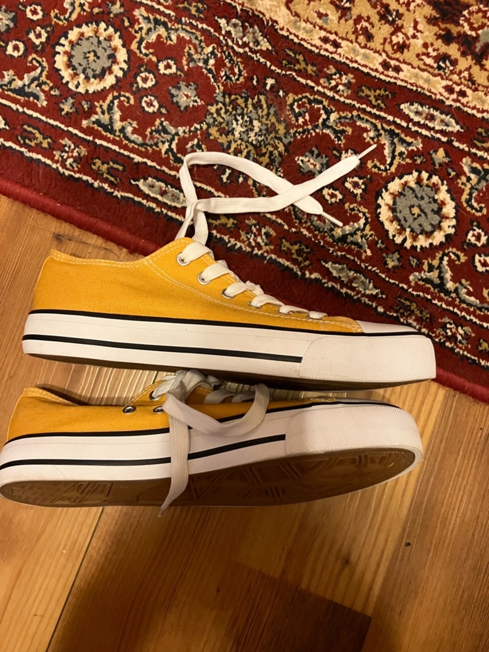 Yellow Canvas Lace-Up Sneakers - Picture 4 of 4